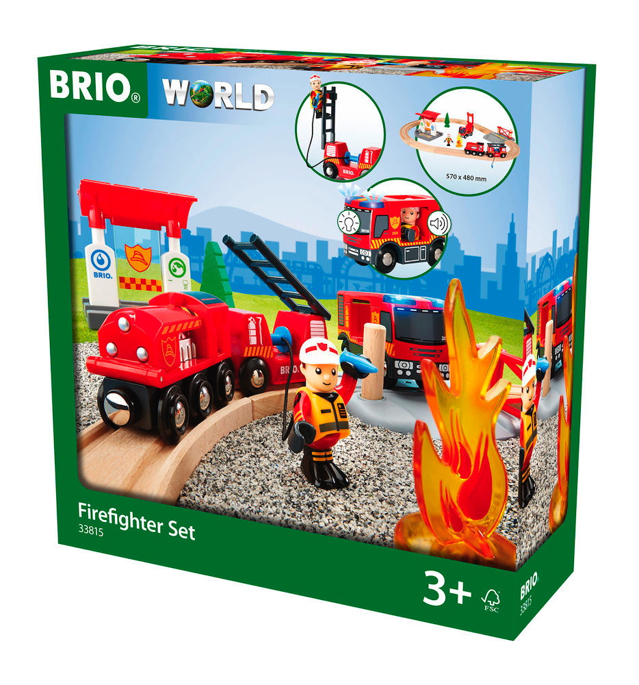 Brio World Eisenbahn Set Bahn Feuerwehr Set 18 Teile 33815 