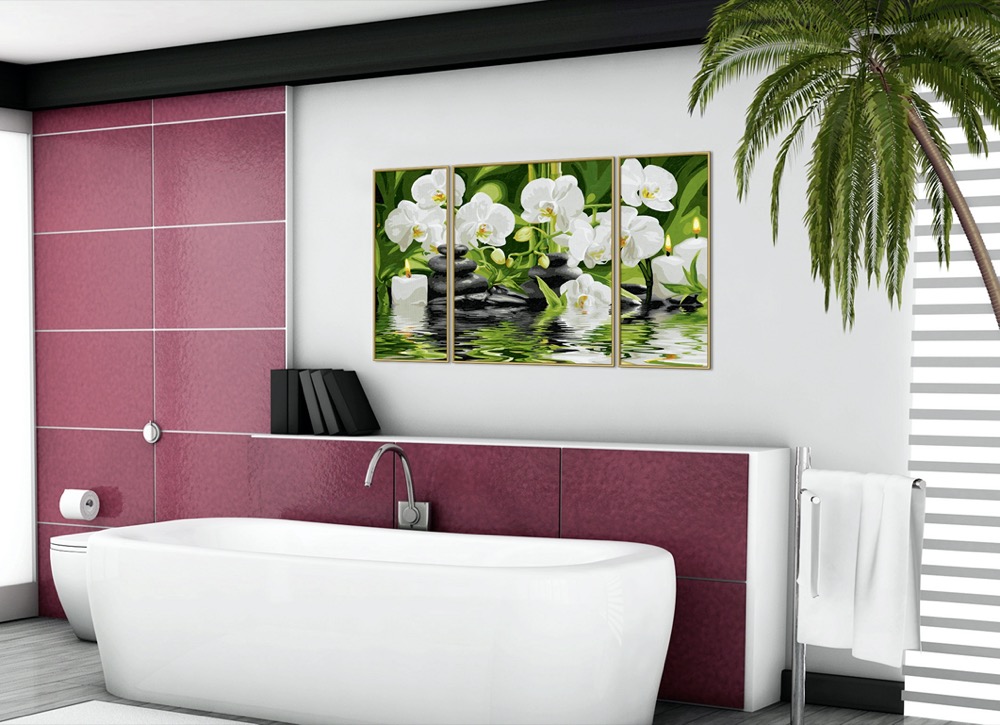 Malen nach Zahlen Triptychon 50 x 80 cm Wellness Oase Schipper 609260681 