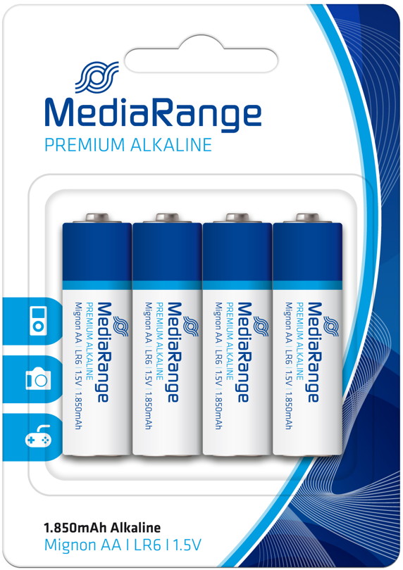 24 Mediarange Premium Alkaline Batterien im 4er Blister 12x AA + 12x AAA 