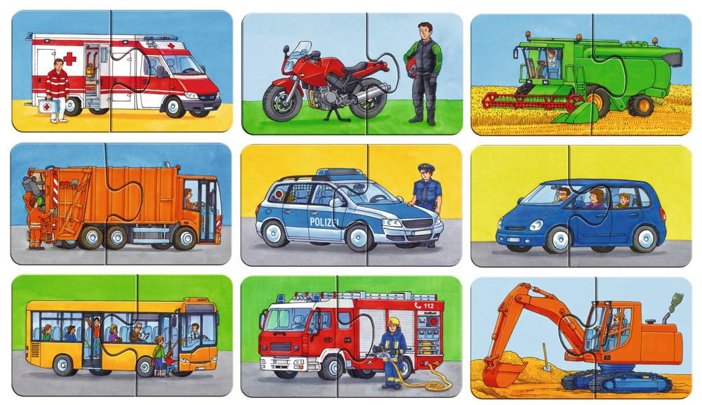 9 x 2 Teile Ravensburger Kinder Puzzle my first puzzles Einsatzfahrzeuge 07332