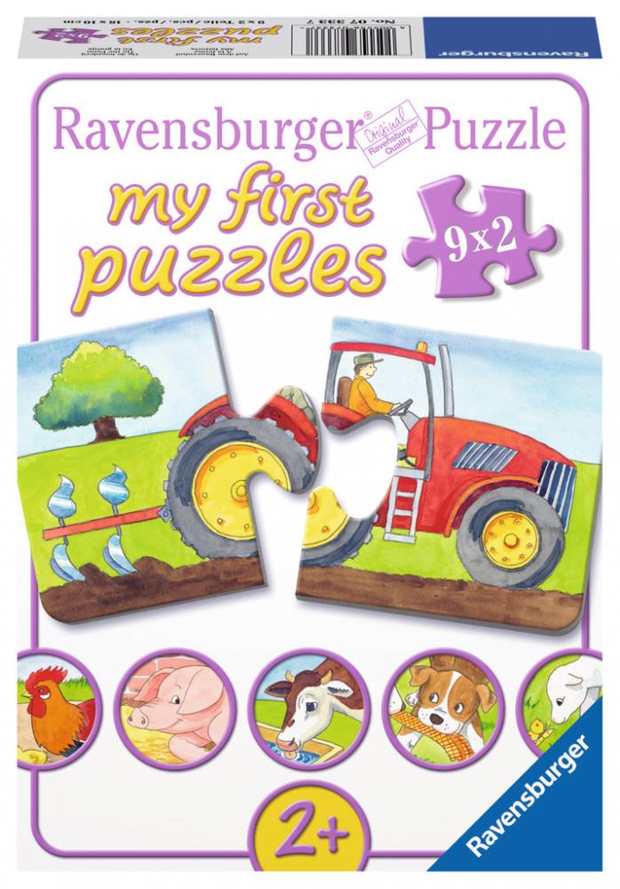 9 x 2 Teile Ravensburger Kinder Puzzle my first puzzles Auf dem Bauernhof 07333