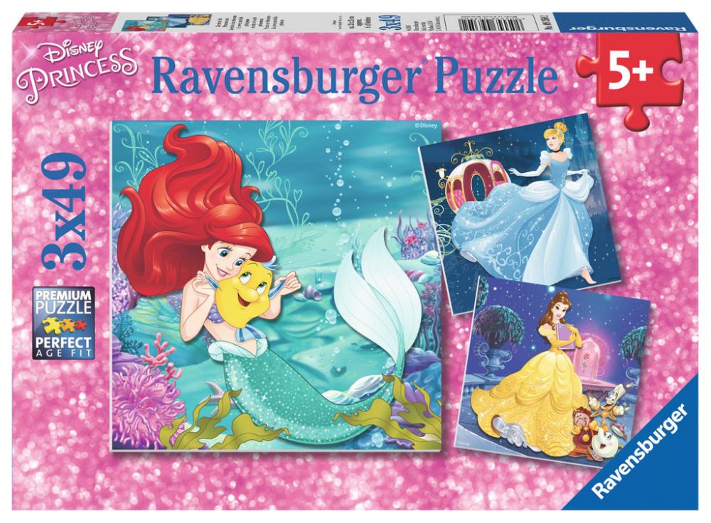 3 x 49 Teile Ravensburger Kinder Puzzle Disney Prinzessinnen Abenteuer der Prinzessinnen 09350