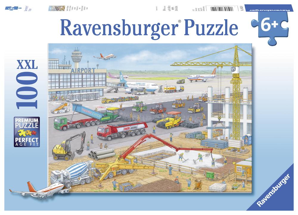100 Teile Ravensburger Kinder Puzzle XXL Baustelle am Flughafen 10624