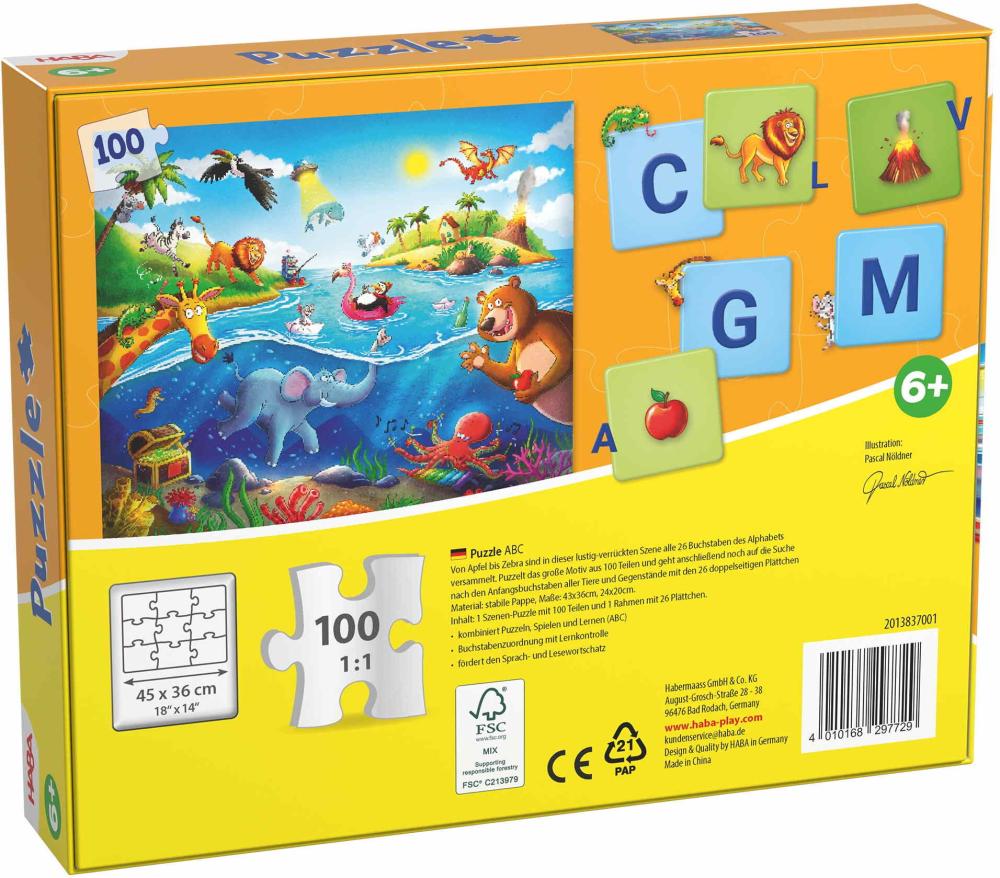 100 Teile Haba Kinder Puzzle Puzzle + learn ABC 2013837001