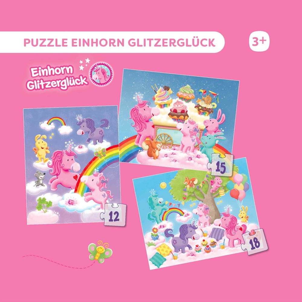 12, 15, 18 Teile Haba Kinder Puzzle 3 Puzzles - Einhorn Glitzerglück 2013835001