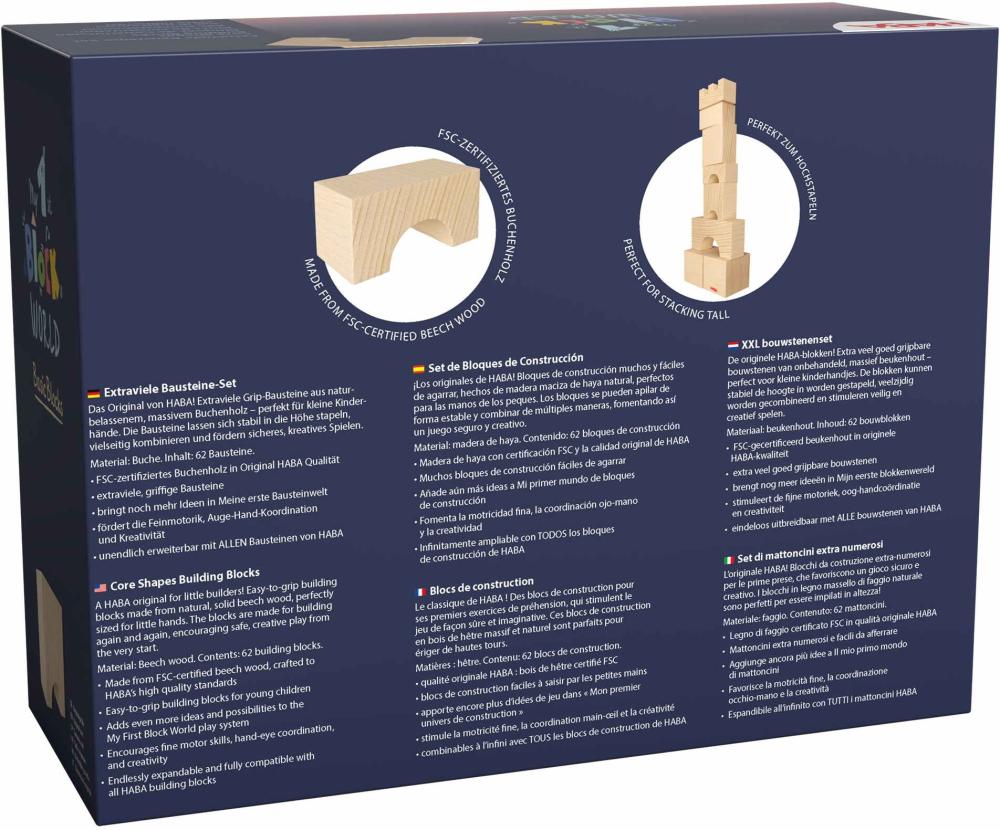 Haba Bau- und Entdeckersteine My 1st Block World extra viele Bausteine, 62 Steine 2014490001