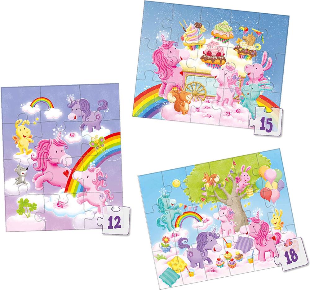 12, 15, 18 Teile Haba Kinder Puzzle 3 Puzzles - Einhorn Glitzerglück 2013835001