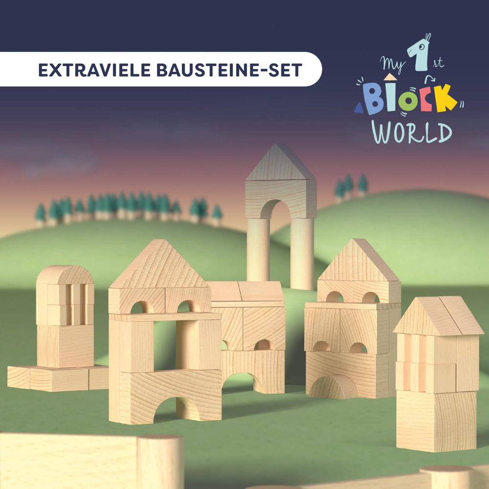 Haba Bau- und Entdeckersteine My 1st Block World extra viele Bausteine, 62 Steine 2014490001