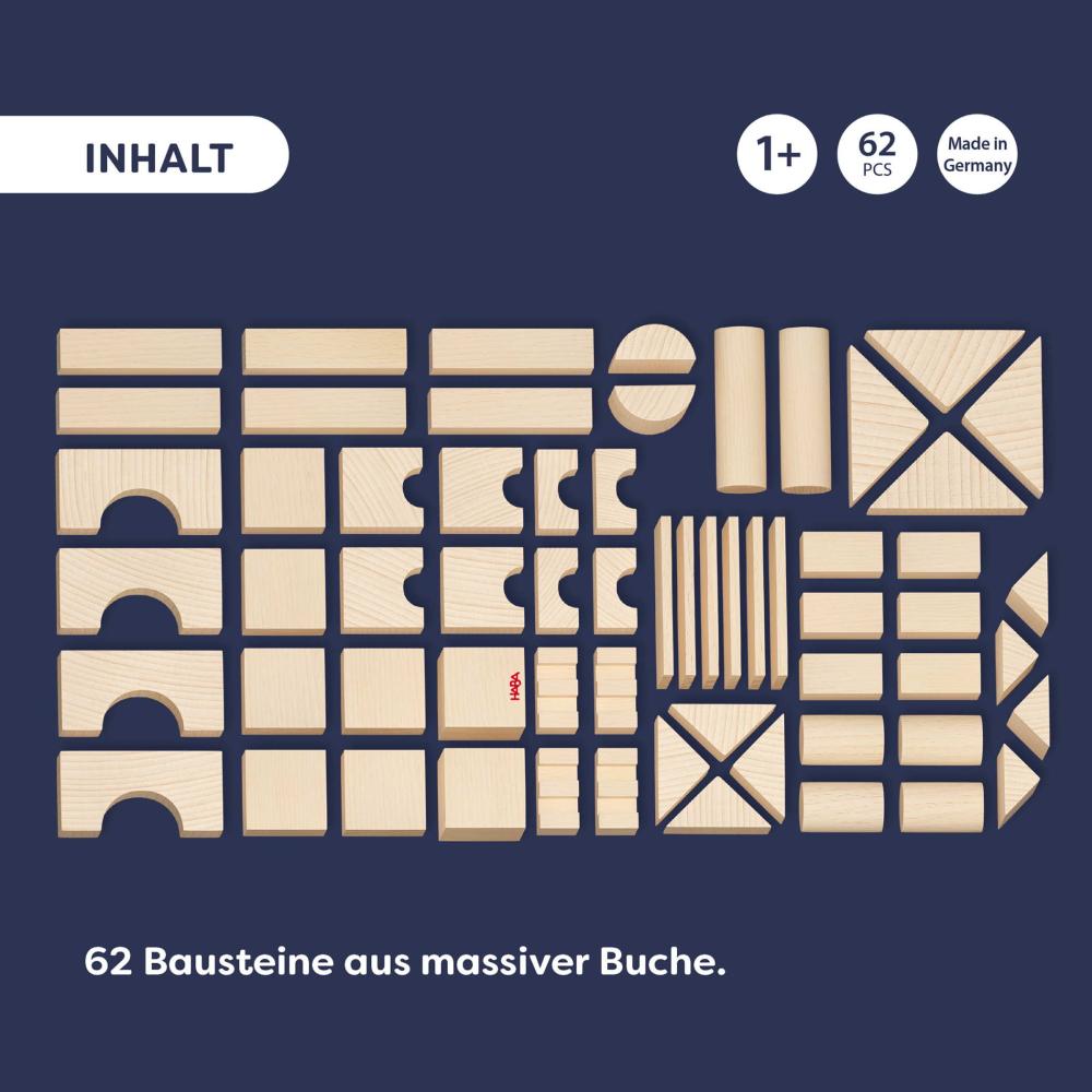 Haba Bau- und Entdeckersteine My 1st Block World extra viele Bausteine, 62 Steine 2014490001