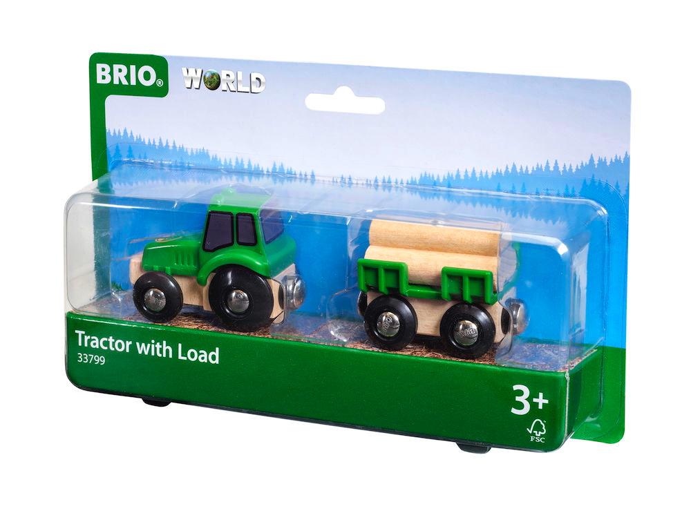 Brio World Eisenbahn Fahrzeug Traktor mit Holz-Anhänger 4 Teile 33799