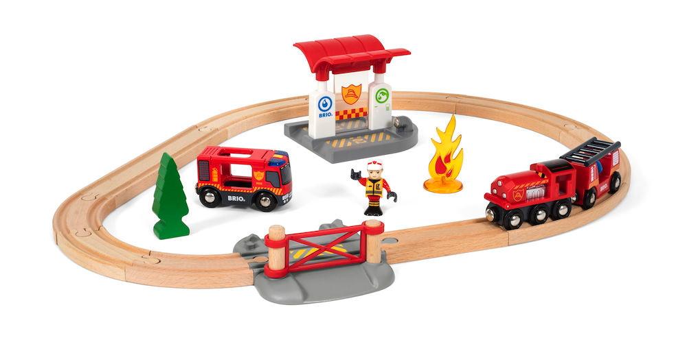 Brio World Eisenbahn Set Bahn Feuerwehr Set 18 Teile 33815