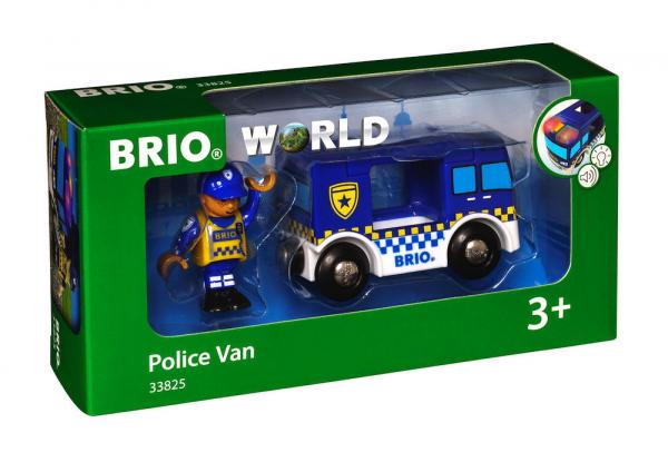 Brio World Eisenbahn Fahrzeug Polizeiwagen mit Licht und Sound 2 Teile 33825