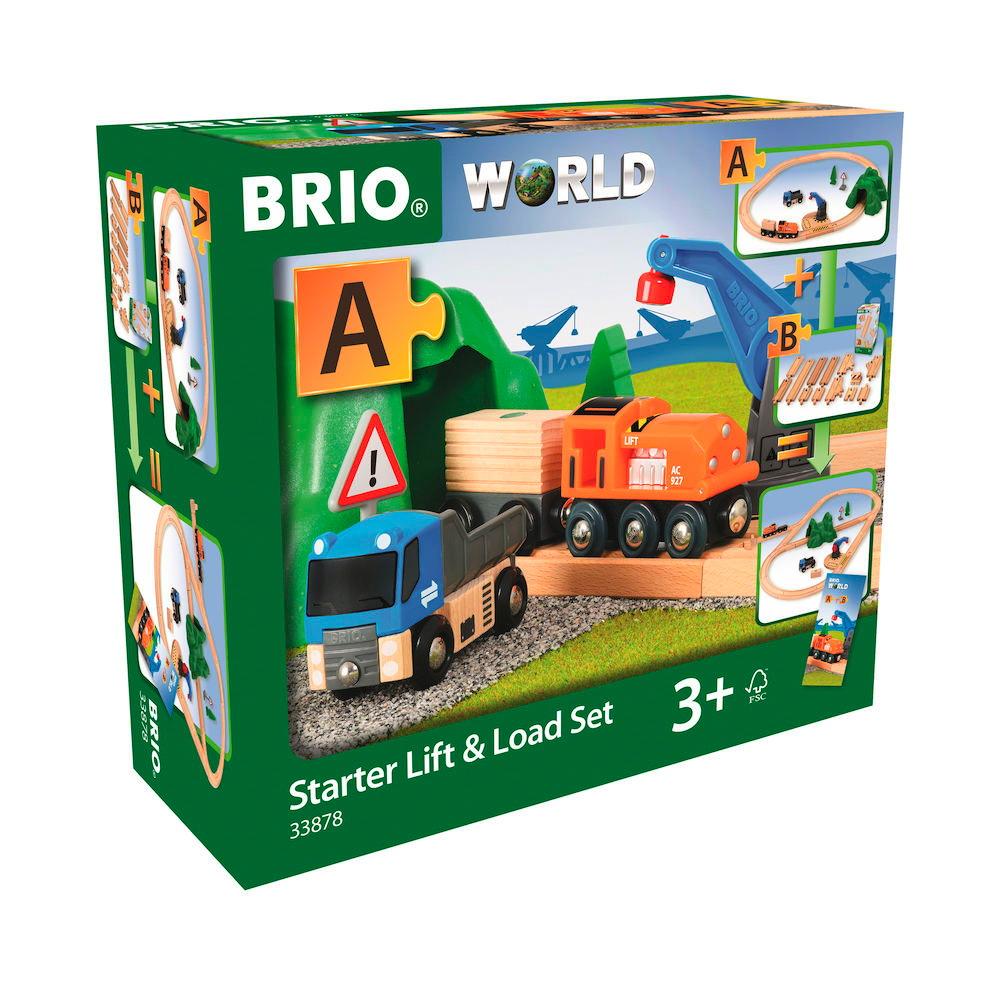 Brio World Eisenbahn Set Starterset Güterzug mit Kran 19 Teile 33878
