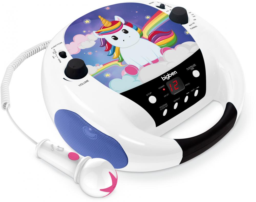 Bigben tragbarer CD Player CD52 Unicorn Einhorn 2 USB MP3 FM Radio AUX-IN AU368680