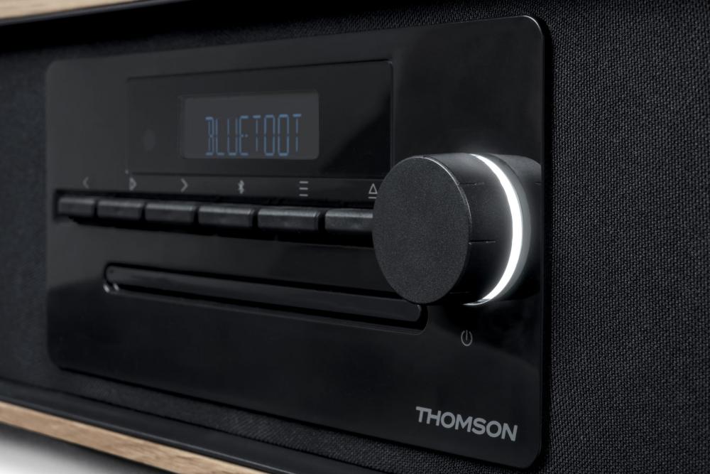 Thomson Bluetooth Kompaktanlage Induktion MIC300IBT USB Radio AUX-IN schwarz Holz braun TH388657