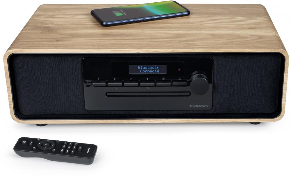 Thomson Bluetooth Kompaktanlage Induktion MIC300IDABBT USB DAB+ Radio AUX-IN schwarz braun TH388671