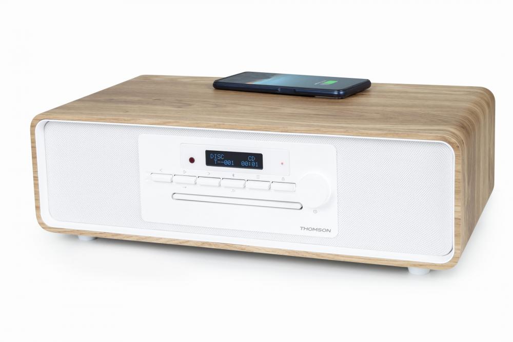 Thomson Bluetooth Kompaktanlage Induktion MIC301IDABBT USB DAB+ Radio AUX-IN weiß braun TH388688