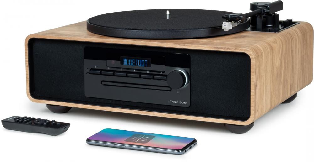 Thomson Bluetooth Plattenspieler Kompaktanlage MIC300TT CD Player USB Radio AUX-IN braun TH388879