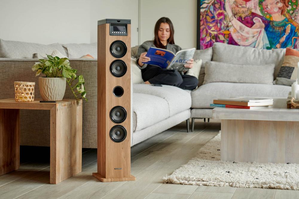 Thomson Bluetooth Soundtower DS122CD Soundsystem USB Radio schwarz Holz braun TH388893
