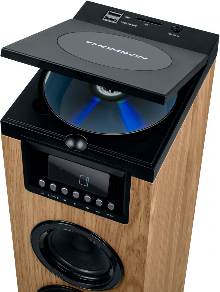 Thomson Bluetooth Soundtower DS122CD Soundsystem USB Radio schwarz Holz braun TH388893