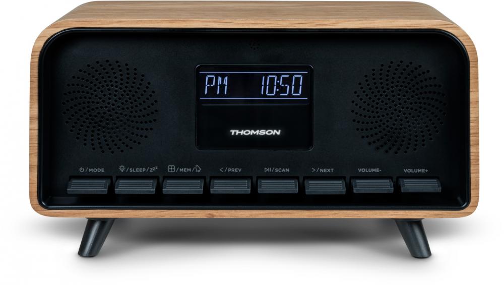 Thomson Bluetooth Radiowecker RT850BT Retro-Eleganz schwarz Holz TH388916
