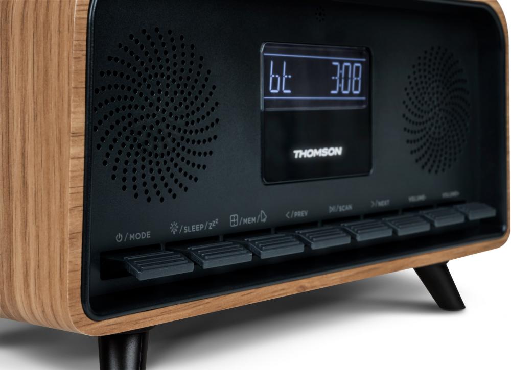 Thomson Bluetooth Radiowecker RT850BT Retro-Eleganz schwarz Holz TH388916