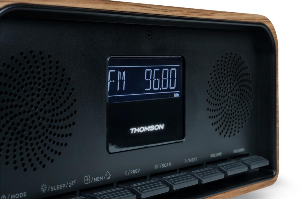 Thomson Bluetooth Radiowecker RT850BT Retro-Eleganz schwarz Holz TH388916