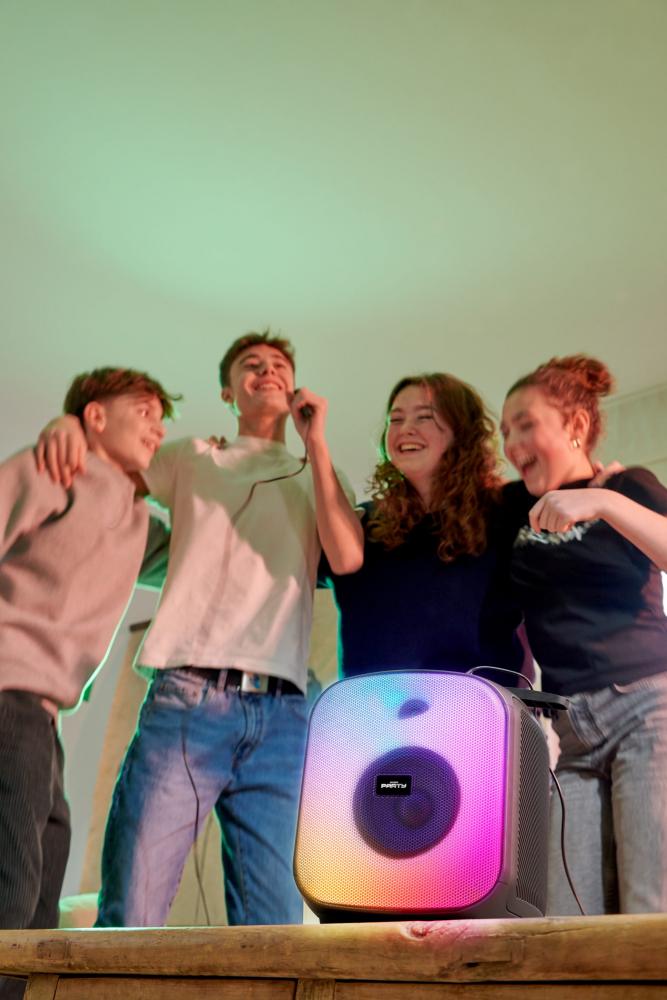 Bigben Bluetooth portabler Lautsprecher Party Cube Disco Licht AU389012