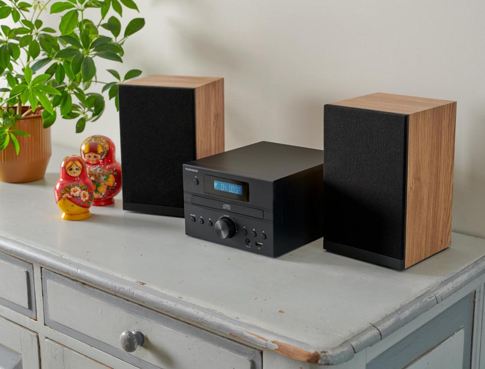 Thomson Bluetooth Kompaktanlage Micro MIC123BT CD Player USB Radio AUX-IN schwarz braun TH389036
