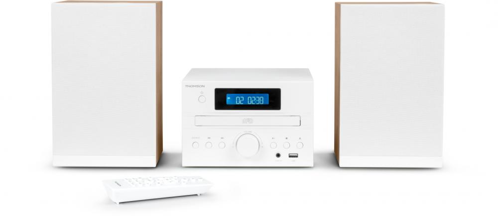 Thomson Bluetooth Kompaktanlage Micro MIC121BT CD Player USB Radio AUX-IN weiß Holz braun TH389081