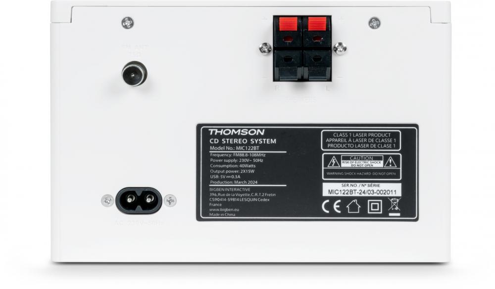 Thomson Bluetooth Kompaktanlage Micro MIC121BT CD Player USB Radio AUX-IN weiß Holz braun TH389081