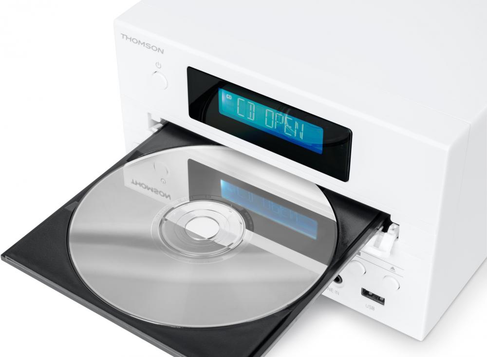 Thomson Bluetooth Kompaktanlage Micro MIC121BT CD Player USB Radio AUX-IN weiß Holz braun TH389081