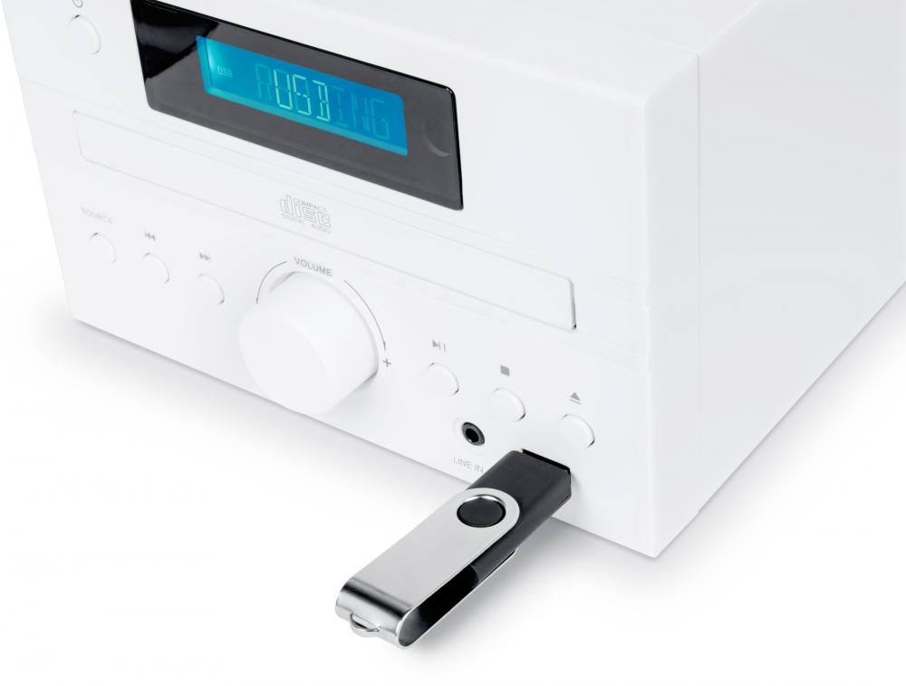 Thomson Bluetooth Kompaktanlage Micro MIC121BT CD Player USB Radio AUX-IN weiß Holz braun TH389081