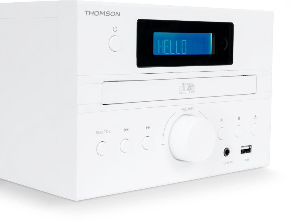 Thomson Bluetooth Kompaktanlage Micro MIC121BT CD Player USB Radio AUX-IN weiß Holz braun TH389081