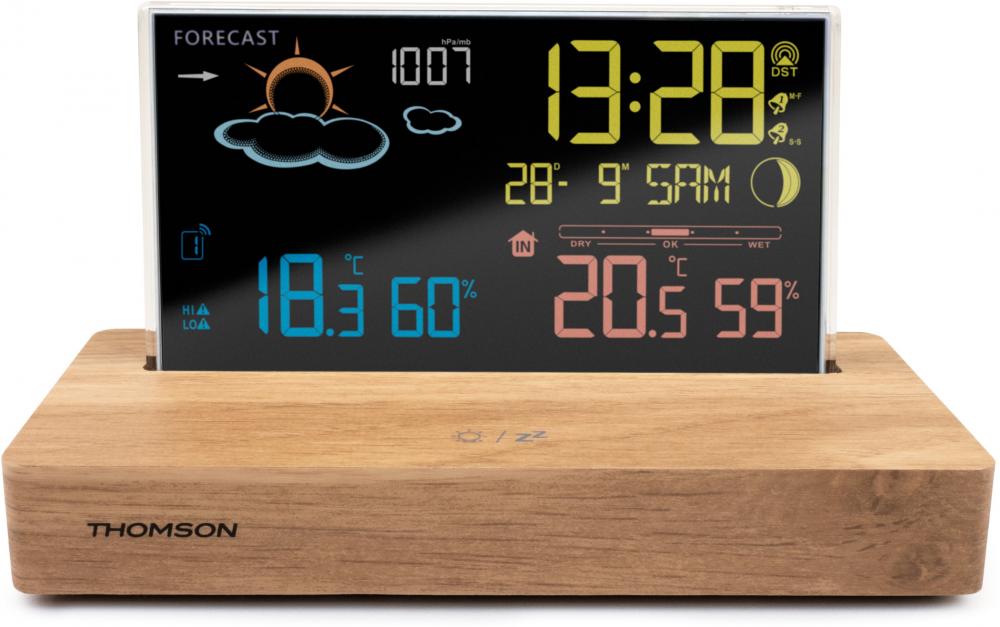 Thomson Wetterstation CT610 mit Radio Holz braun, schwarz TH389302