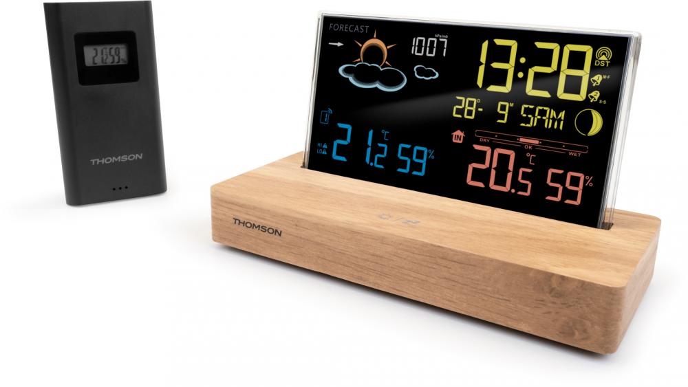 Thomson Wetterstation CT610 mit Radio Holz braun, schwarz TH389302