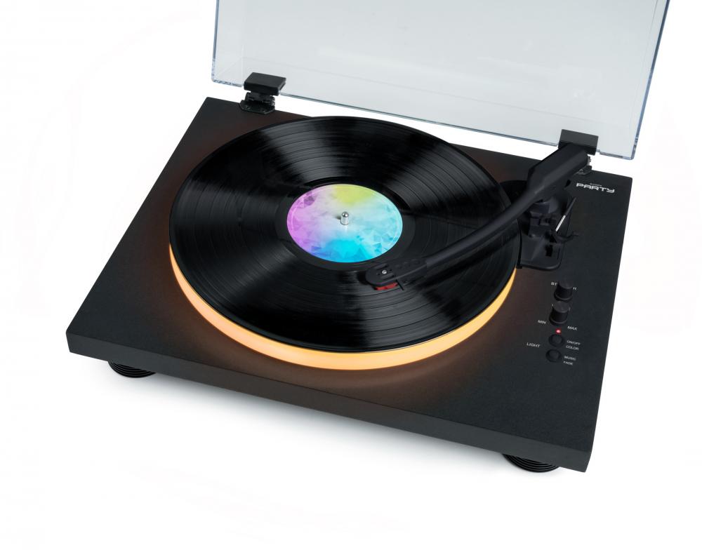 Bigben Bluetooth Plattenspieler Party Turntable eingebaute Lautsprecher Disco Licht AU389364