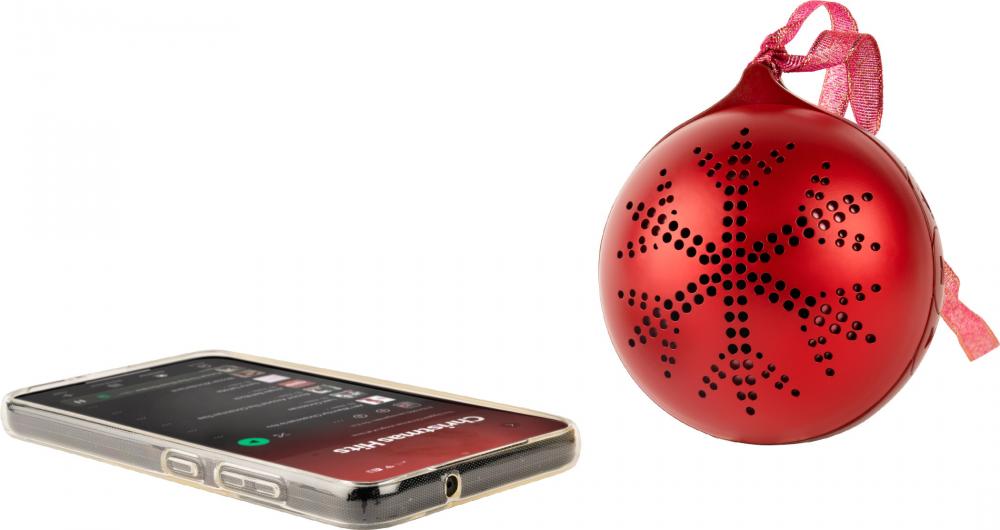 Bigben Bluetooth portabler Lautsprecher EPOK Leuchtende Weihnachtskugel rot AU390155