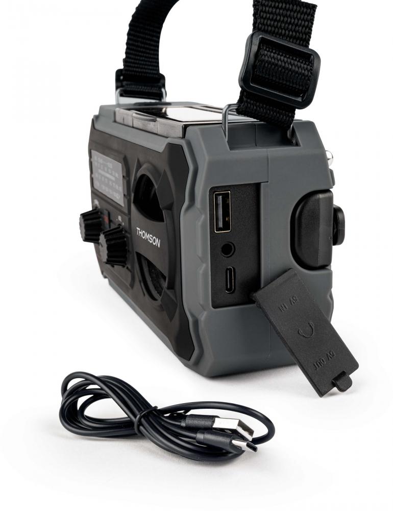 Thomson Notfallradio RT280 Solar Taschenlampe Powerbank grau TH390285