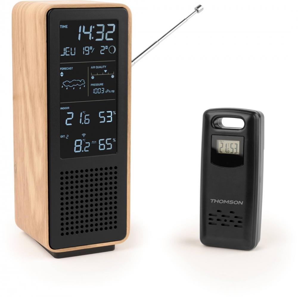 Thomson Wetterstation WS102 mit Radio Bluetooth Holz schwarz TH390391