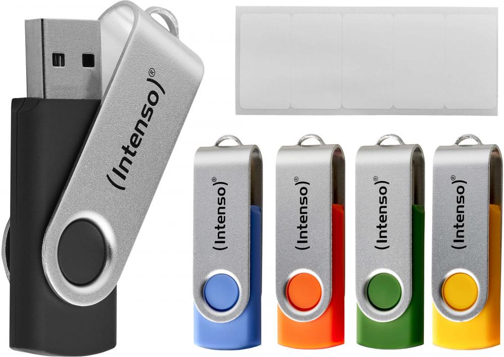 Intenso USB Stick 64GB Speicherstick Office Line USB 3.2 Gen. 1x1 USB-A 5er Pack