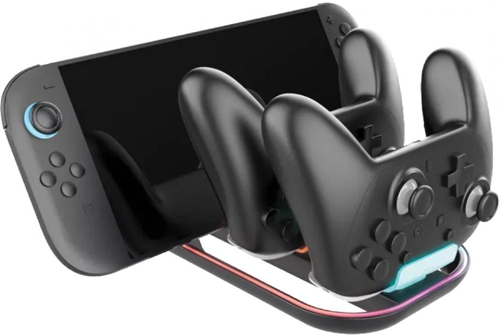 Nacon Ladegerät für Nintendo Switch 2 Tri Charging Station für Switch 2, 2 Pro Crontroller NA029086