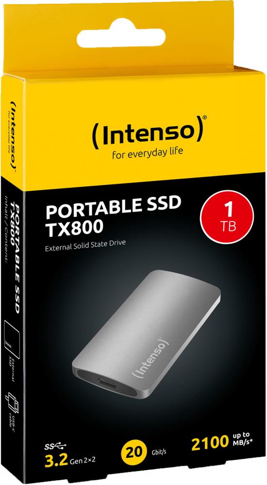 Intenso SSD externe Festplatte TX800 1,8 Zoll 1TB Typ C USB 3.2 2100 MB/s anthrazit