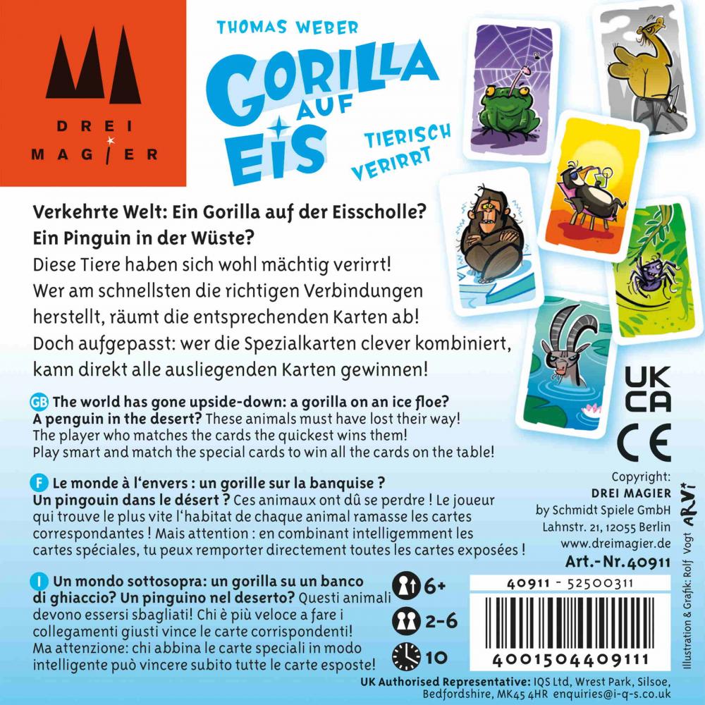 Drei Magier Kartenspiel Reaktionsspiel Gorilla auf Eis 40911
