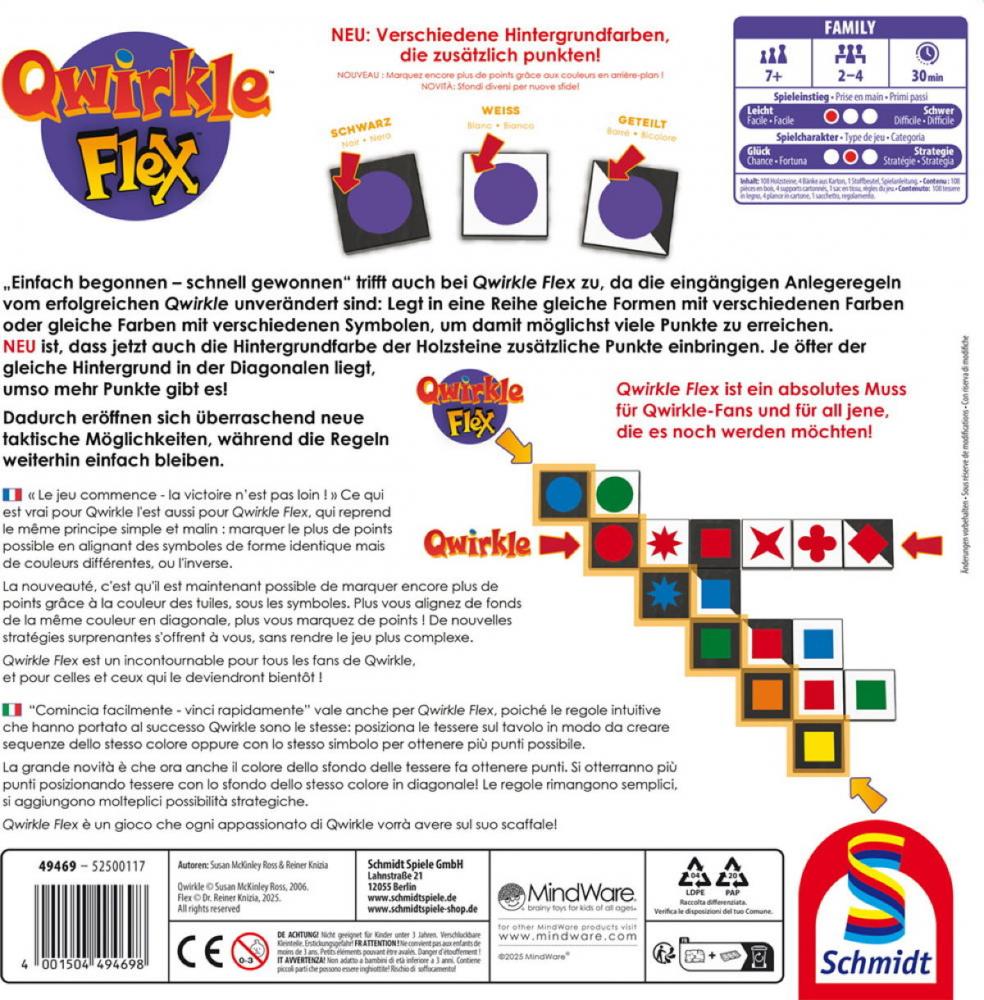 Schmidt Spiele Familienspiel Zuordnungsspiel Qwirkle Flex 49469
