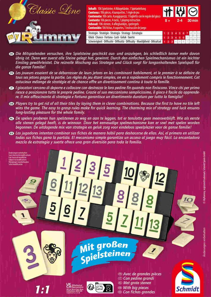 Schmidt Spiele Familienspiel Zuordnungsspiel MyRummy Metalldose 49474