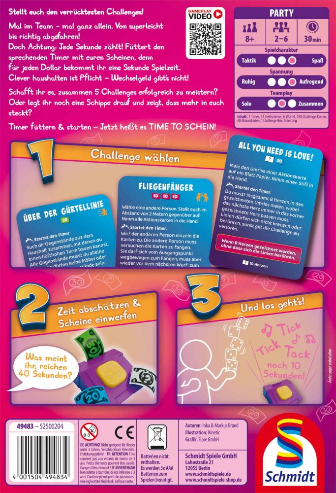 Schmidt Spiele Familienspiel Strategiespiel Time to Schein 49483