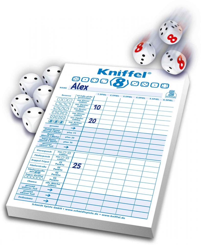 Schmidt Spiele Familienspiel Würfelspiel Kniffel 8 49486