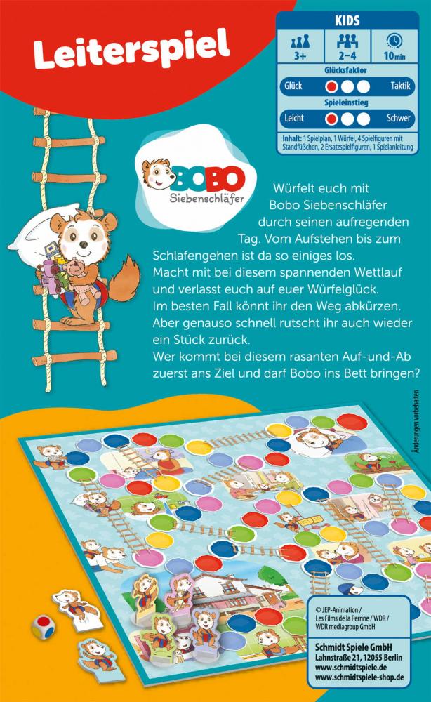Schmidt Spiele Reisespiel Wettlaufspiel Bobo Siebenschläfer Leiterspiel 51350