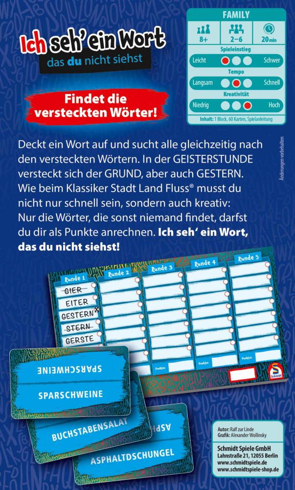 Schmidt Spiele Reisespiel Suchspiel Ich seh' ein Wort 51351